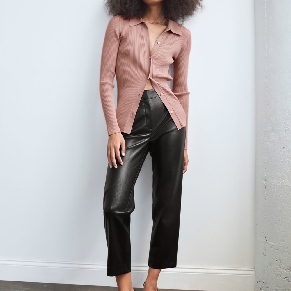 Aritzia Babaton Black Tailored Trousers 14 short cropped